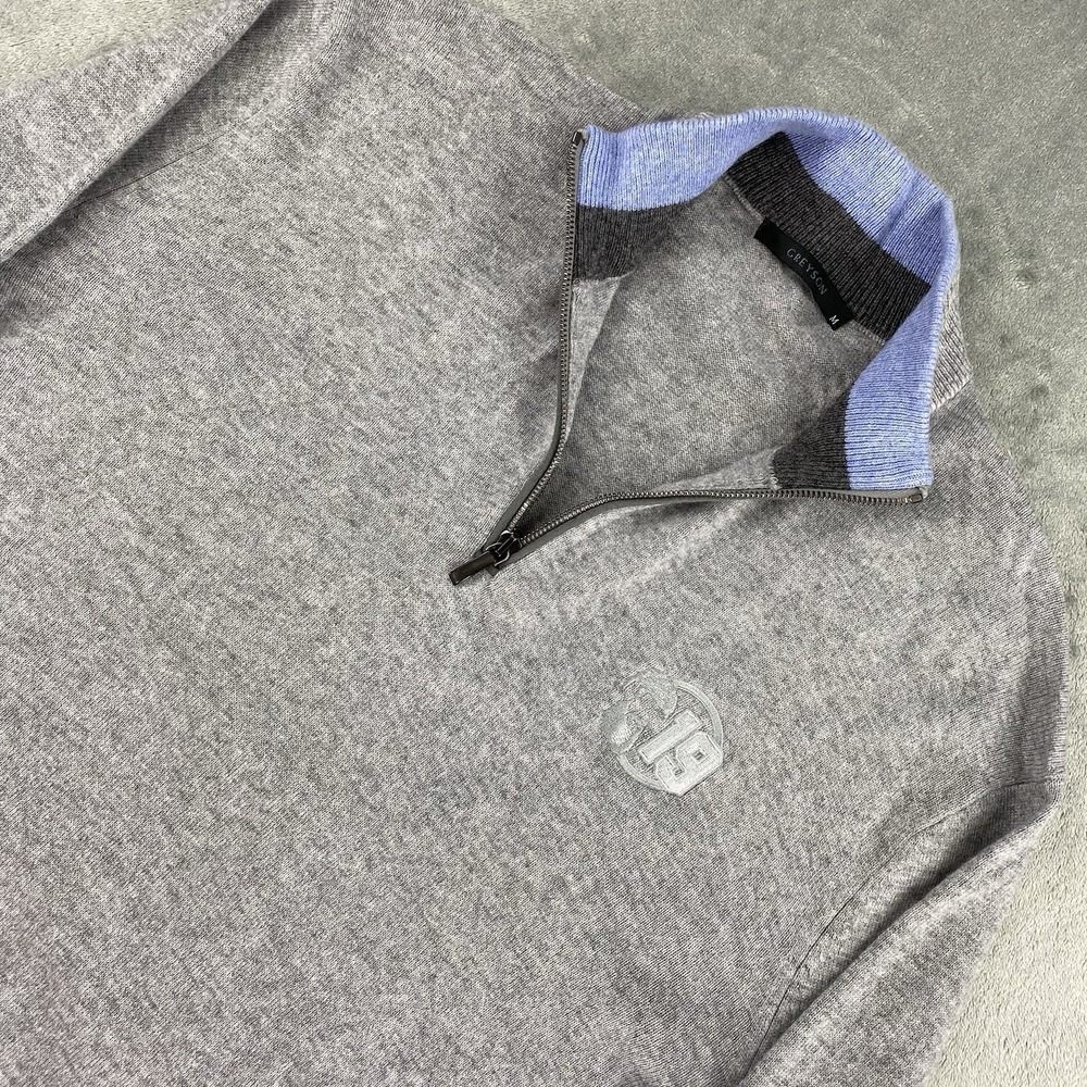 Greyson Sweater Mens Size M Grey‎ Wool Cashmere 1/4 Zip Mock Neck Joe Thornton